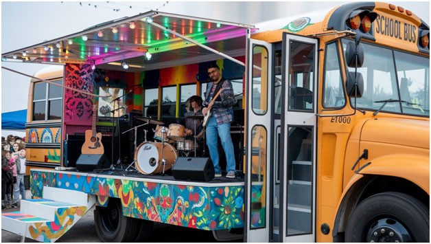 School Buses Transformed into Mobile Music Venues